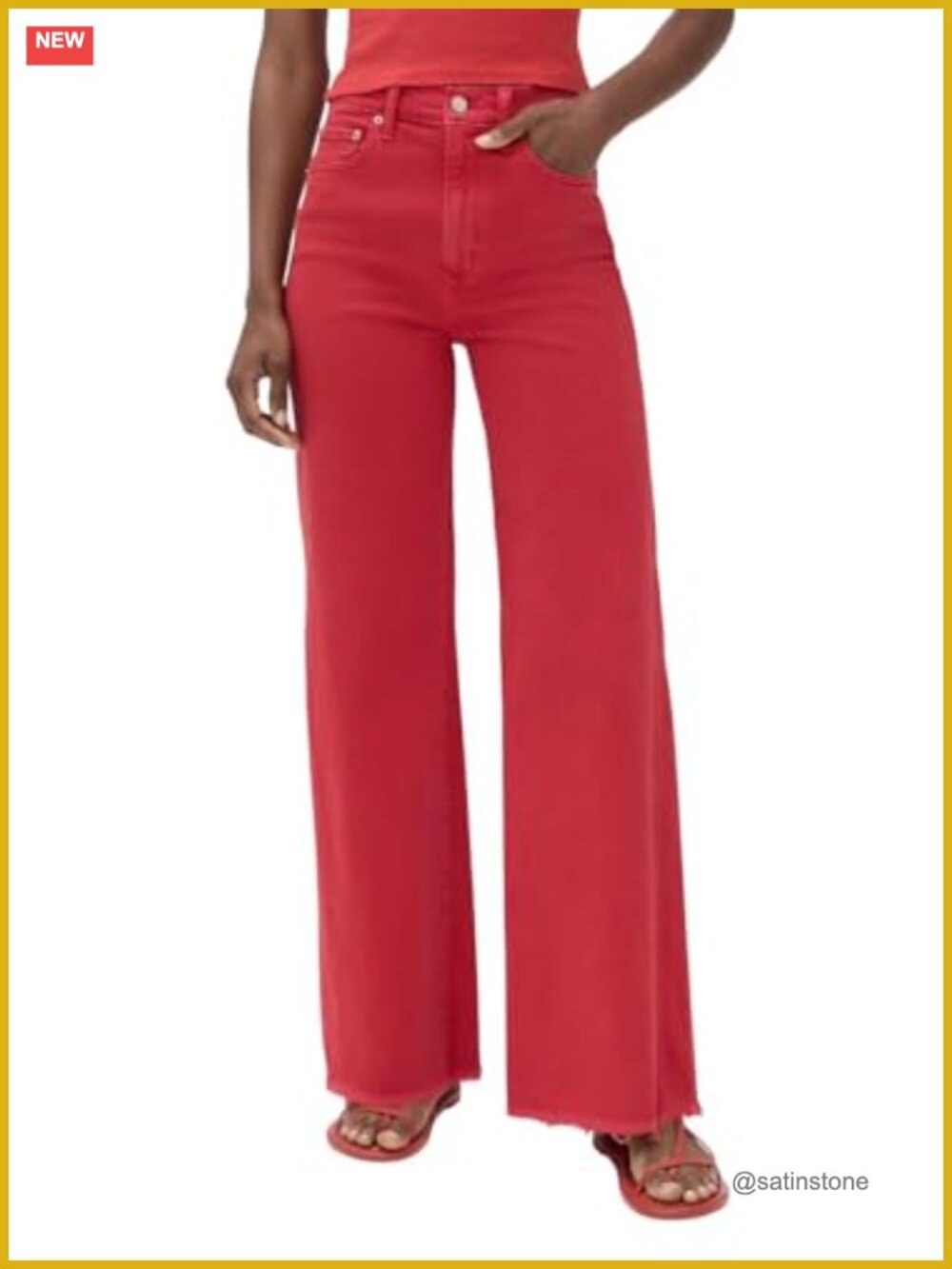 High Waisted Wide Leg Stretch Raw Hem Denim Jeans
